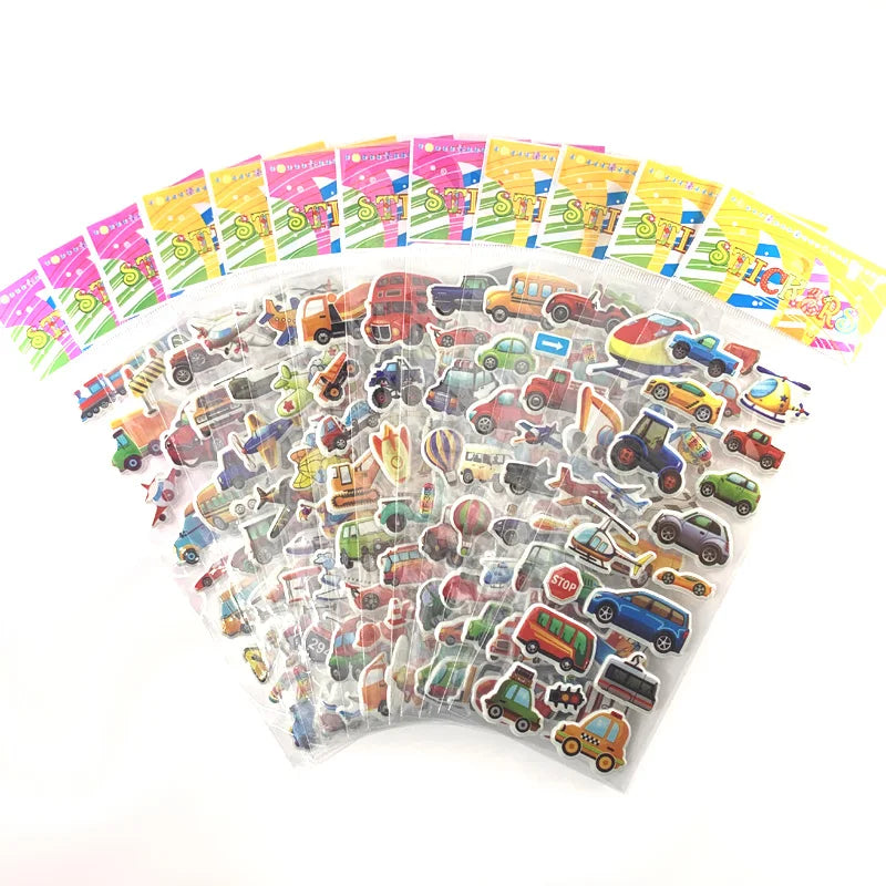 12Sheets/Set Military Fans Weapon Gun Pistol Stickers for Kids Boys PVC Bubble Scrapbook DIY Toys