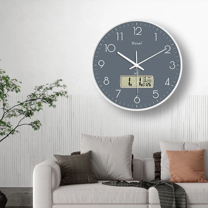 Modern Round ABS High Quality Plastic Multifunctional LCD Analog Scenic Electric Living Room Sports Wall Clock Large Display