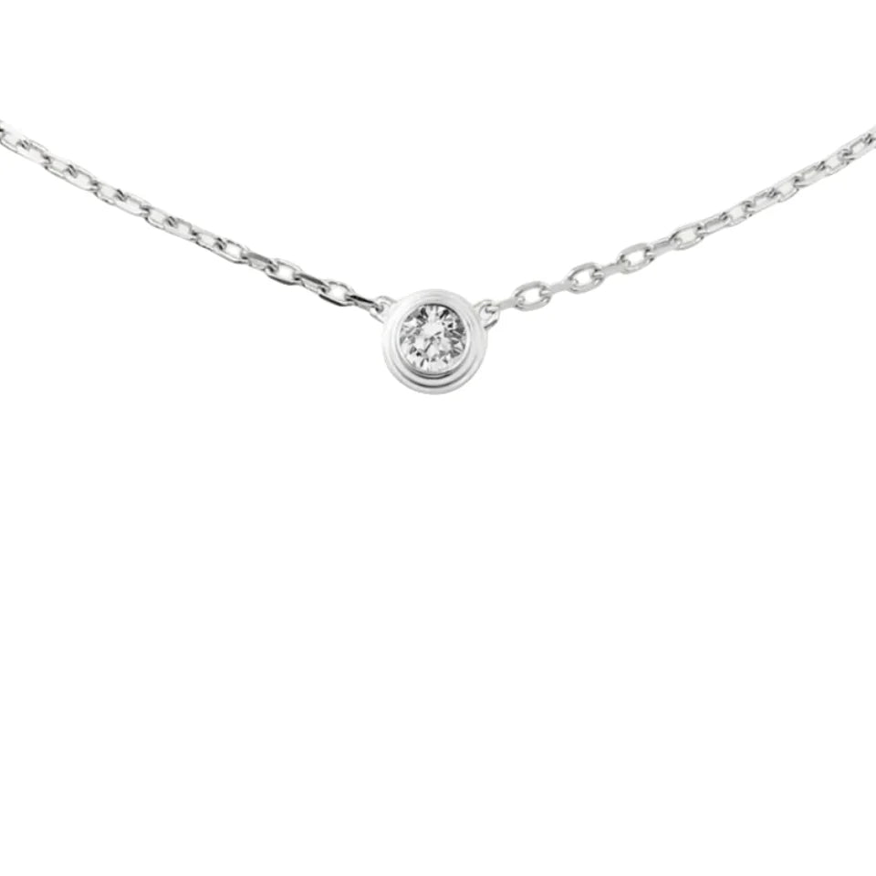 European and American Fashion 1 Karat Short Diamond Necklace Personalized Simple Golden Ladder Single Diamond Clavicle Chain