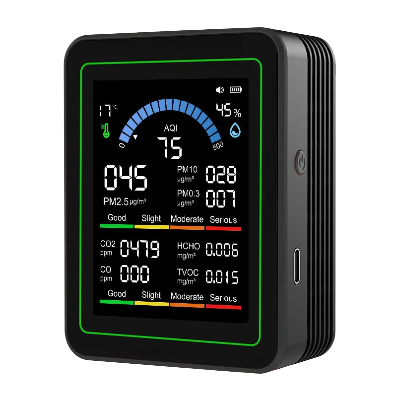 10 in 1 Year's Worth Computer Import Air Quality Monitor Measures PM2.5 PM10 CO2 AQI TVOC