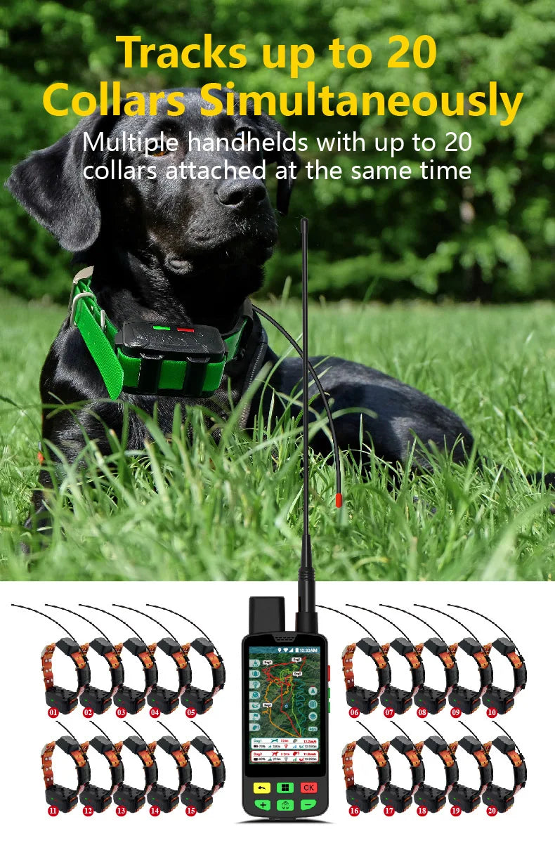 ESEEK Hound Long Distance Smart Pet Collar Tracker Locator Waterproof 4G GPS Tracking Device for Dog(1 Handheld and 5 Collars)