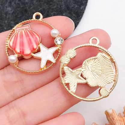 Hot Sale Natural Crafts Alloy Ocean Starfish Conch Seashell Enamel for DIY Nautical Jewelry Making Home Decoration