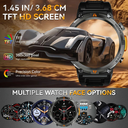 Sports Smart Watch KE3 for Men (Wireless Call Receive/answer), HD Screen Outdoor Rugged Smartwatch, Sports Fitness Tracker Watch