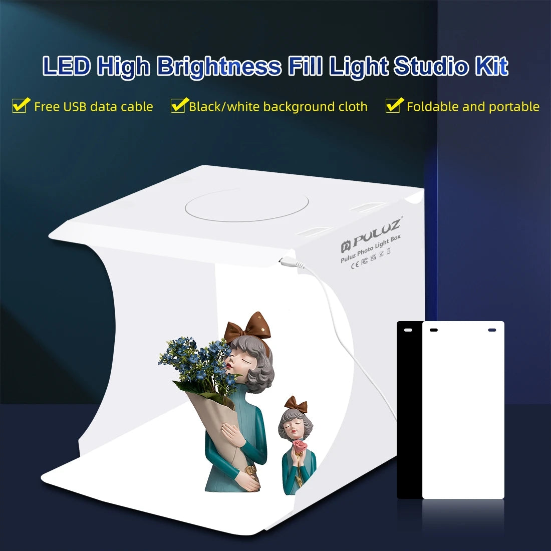 Hot Selling With Back White Backdrops PULUZ 20cm Mini Portable Photo Studio Box Kit Lighting Studio Shooting Box