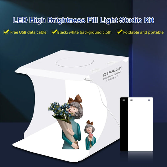 Hot Selling With Back White Backdrops PULUZ 20cm Mini Portable Photo Studio Box Kit Lighting Studio Shooting Box