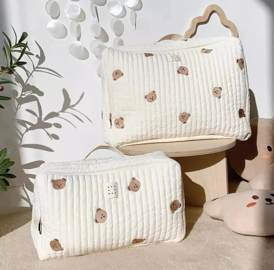 Quilted Cotton Maternity Bag for Mommy Large Baby Diaper & Toiletry Labour Luggage for New Moms
