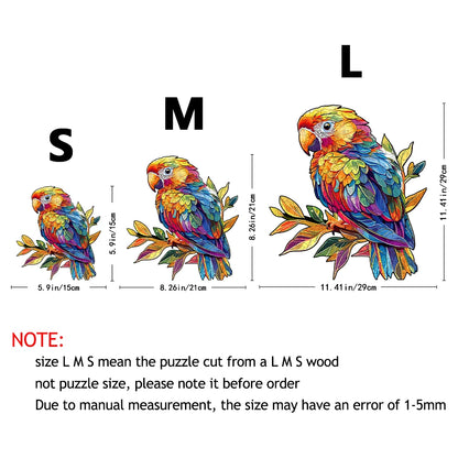 Laser Cutting Colourful Parrot Theme Wooden Jigsaw Puzzle Irregularly Shaped Puzzle Piece Animal 3D Jigsaw Puzzle