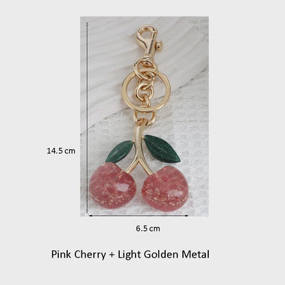 Cherry Bag Charm Fashion Accessories Golden Key Chain Glitter Resin Purse Charm for Bags