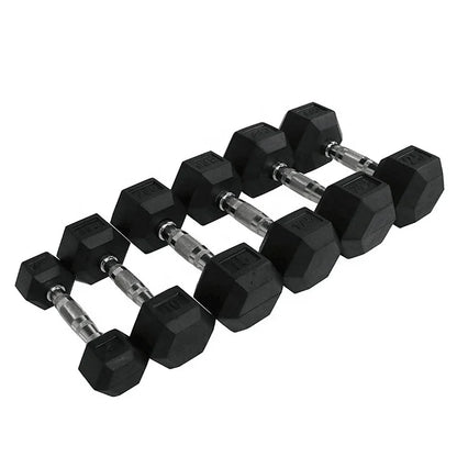 Hot Sales Gym Dumbbells Cast Iron for Gym Equipment Fixed Rubber Dumbbell Adjustable Barbell Hexagonal Rubber Coated Dumbbell