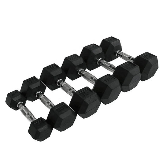 Hot Sales Gym Dumbbells Cast Iron for Gym Equipment Fixed Rubber Dumbbell Adjustable Barbell Hexagonal Rubber Coated Dumbbell