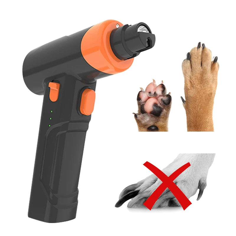 USB Rechargeable LED Light Dog Nail Grinder Ergonomic Design 3 Speeds Trimmer/Groomer for Quiet Low Noise Pet Care