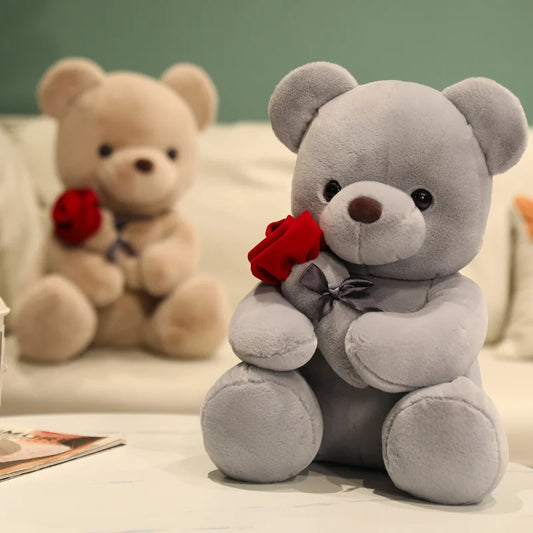 High Quantity Valentine's Day Confession Gift Cute Rose Bear Doll Super Soft Plush Toy Little Bear Stuffed Animal Girlfriend