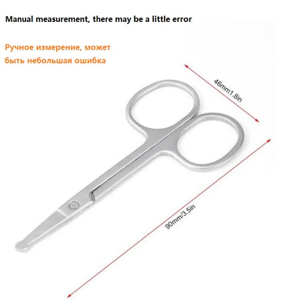 Nose Hair Scissors Mini Stainless Steel Round Head Beauty Trimmer Nose Hair Trimmer Portable Ergonomics Nose Hair Cutter
