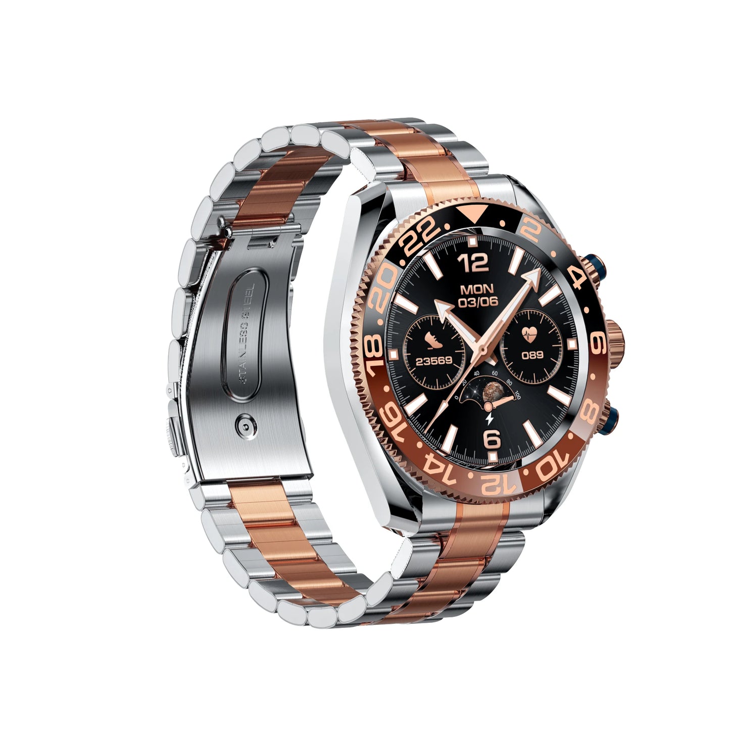 New Products Smartwatch AW35 2024 Round Screen Metal Band Ip67 Waterproof BT Call Heart Rate Sport Business for Men