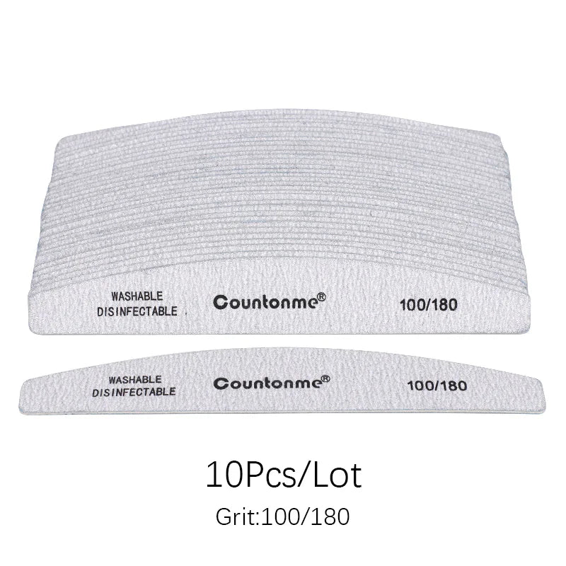 10pcs/Lot Professional Wooden Nail Files 180/240 Buffer 100/180 Grey Boat Wood Sandpaper Block Gel Polisher Sanding Nail Files