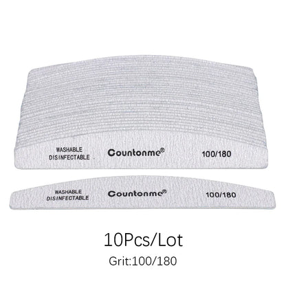 10pcs/Lot Professional Wooden Nail Files 180/240 Buffer 100/180 Grey Boat Wood Sandpaper Block Gel Polisher Sanding Nail Files