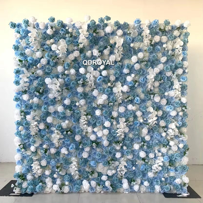 3d Roll up Wedding Event Floral Artificial Rose Flower Wall Decor for Garden Backdrop Home Party Decoration