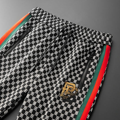 Casual Stretch Cotton Men's Clothing Fleece Printing Pants for Men's Pants