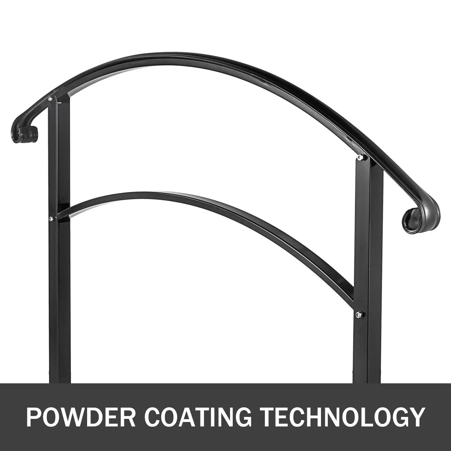 VEVOR Wrought Iron Handrail Fits 1 or 5 Steps with Installation Kit Hand Rails for Outdoor Steps Transition Handrail Stair Rail