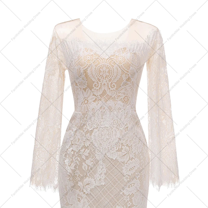 3020# Strapless Beach Boho Wedding Dress Lace Flare Sleeve Sheath Elegant Bridal Gown 2022 Off the Shoulder Sweep Train