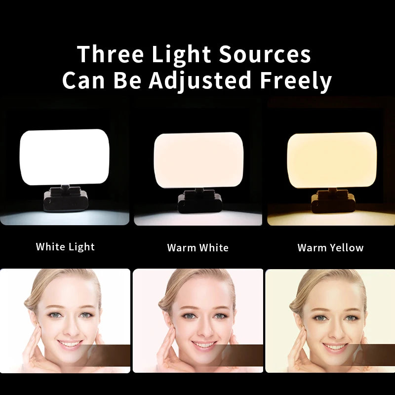 Video Conference Selfie Ring Lamp Light For iPad Laptop PC Webcam Studio LED Dimmable Lighting With Clip For Youtube Live Stream
