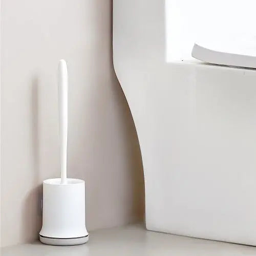 W2B Bathroom Accessories Toilet Brush and Holder Set with Matt Black PP Handle Deep Cleaning Plastic Cup for Hotels