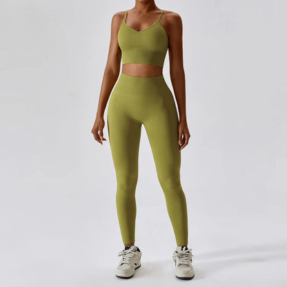 Joyyoung ODM/OEM New Sexy Training Apparel Seamless Ribbed High ed Bra Scrunch Shorts Yoga Sets Fitness Sports Clothing