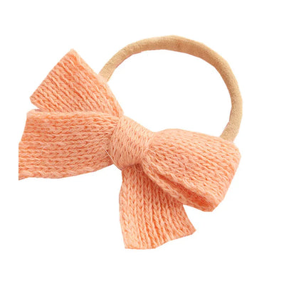 Cute Baby Hair Elastic Ties Bows with Knitted Wool Bow Rubber Band Ponytail Ties Headband for Infants Toddlers Girls Kids