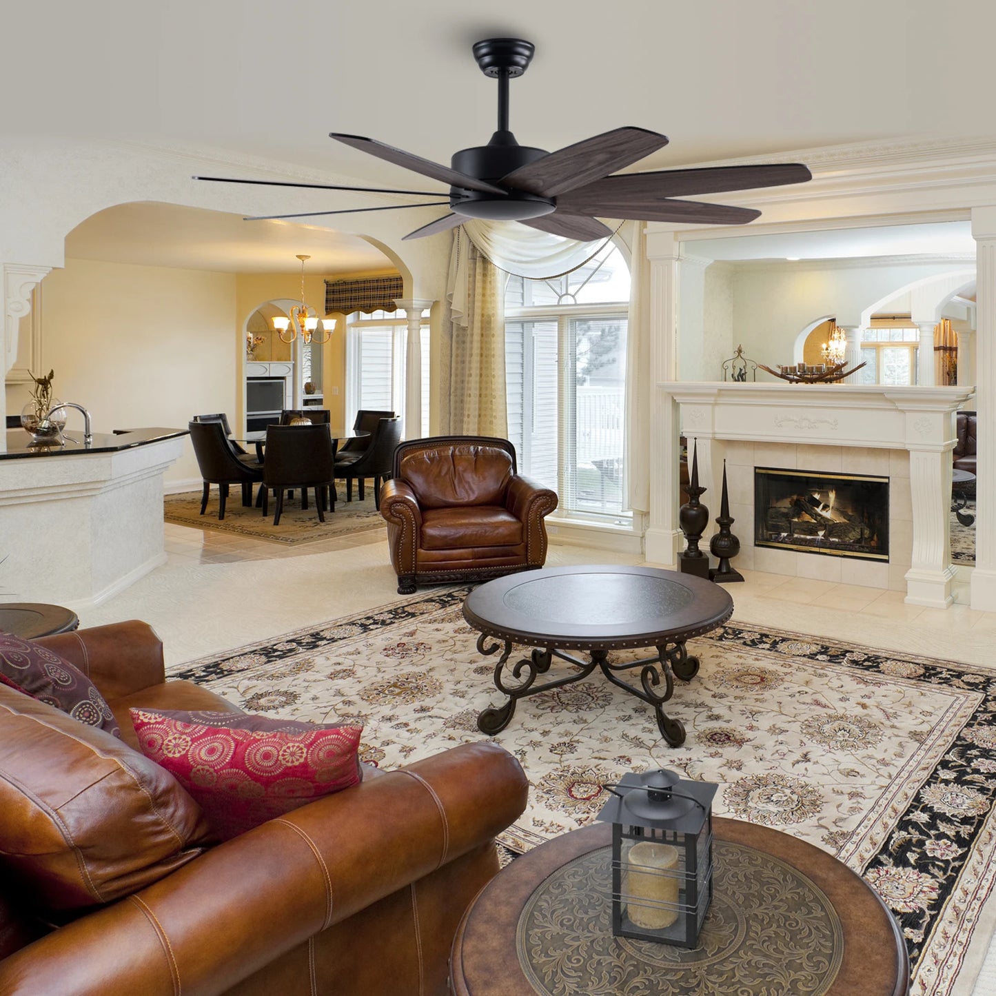 USA in Stock 52 Inch  Living Room Decorative Double Sided Blades Remote Control Ceiling Fan