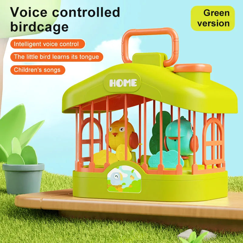 Talking Birdcage Fish Cistern Children Early Education Voice Control Induction Simulation Bird With Light Music Educational Toy