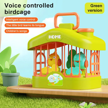 Talking Birdcage Fish Cistern Children Early Education Voice Control Induction Simulation Bird With Light Music Educational Toy