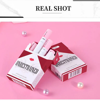 4-Lasting Stick Waterproof Lip Set - Long-Lasting Matte Lipstick with Transparent Finish - Perfect Valentine's Day Gift for Her