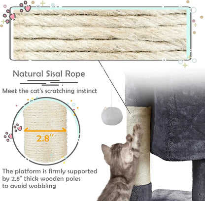 Hot Sale 23.5 Inches Cat Tree Tower Dark Gray Condo Sisal-Covered Scratching Posts Furniture for Pet Activity Cat House