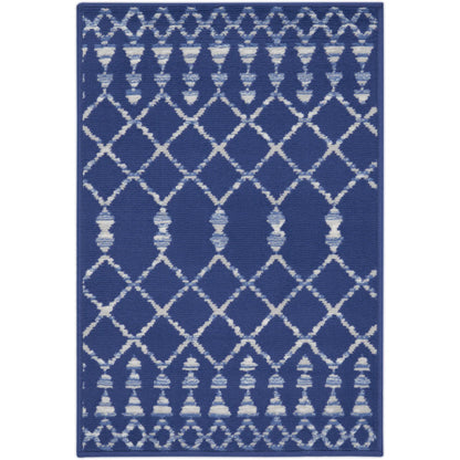 HMS Ivory and Blue Geometric Area Rug 2' X 3' Kids Floor Mats