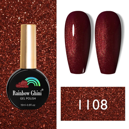 Rainbow Ghini 15ml HEMA TPO FREE Christmas Dark Red Wine Color Series Gel Nail Polish UV Nail Enamels Varnish Nail Supplies