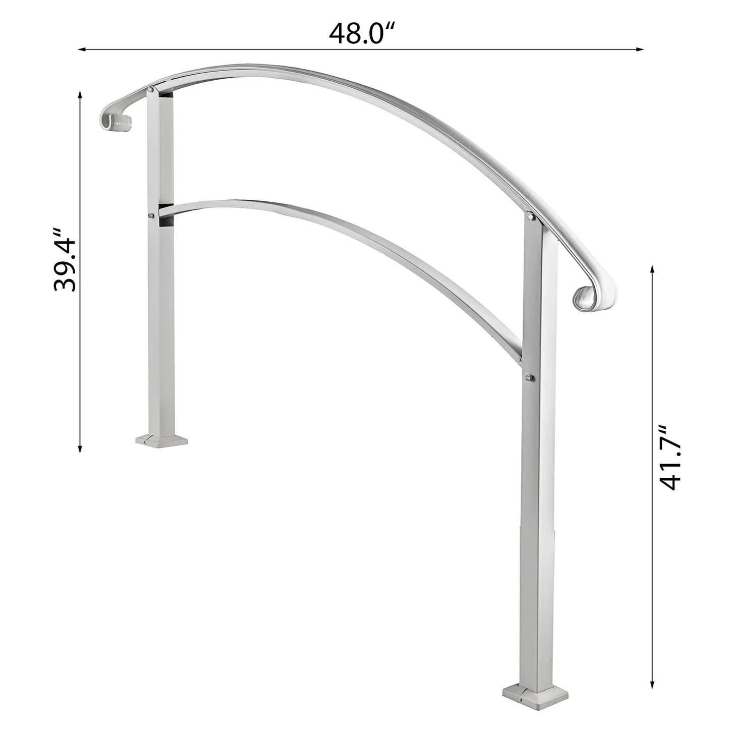 VEVOR Wrought Iron Handrail Fits 1 or 5 Steps with Installation Kit Hand Rails for Outdoor Steps Transition Handrail Stair Rail