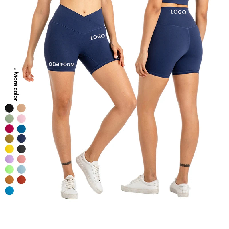 Xsunwing New Gymwear Clothing Fitness Workout Yoga Biker Shorts V Cut Waist Seamless Scrunch Butt Running Shorts Women WLQ2201