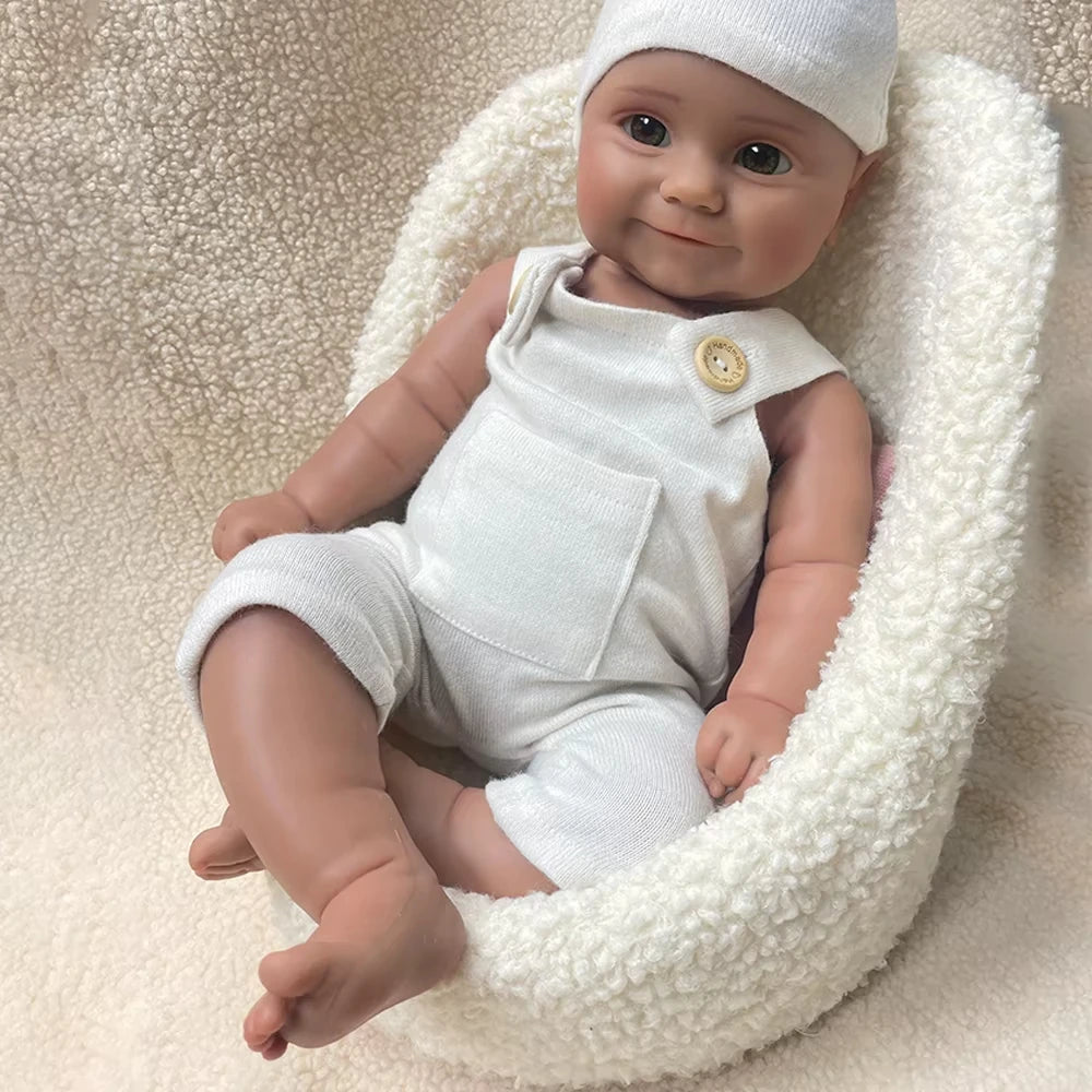 Smiling Face Soft Silicone Body Reborn Baby Girl Doll 50CM 20Inch Lifelike Toddler Doll for Gift Kids Toy