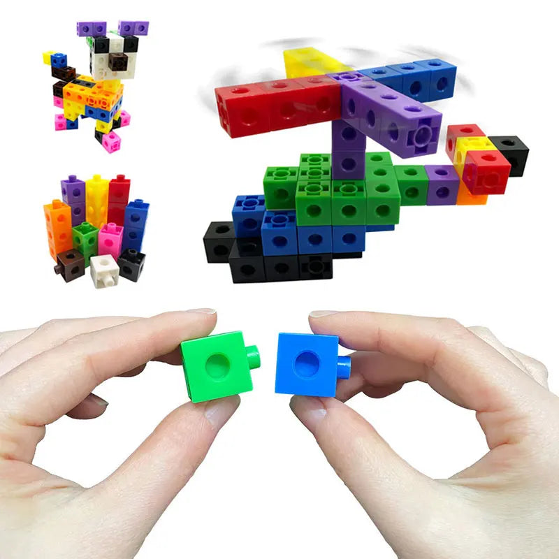 Montessori Rainbow Link Cubes Educational Toys Boxed Card Set Math Counting Learning Stacked Blocks Sensory Games Children Toys