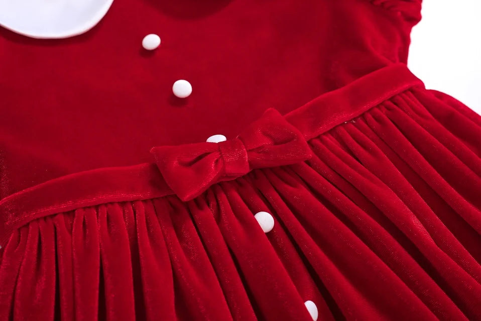 Pettigirl Dress for Kids Red Velvet Baby Summer Birthday Wedding Ceremony Children Princess Party Toddler Clothes Girls New