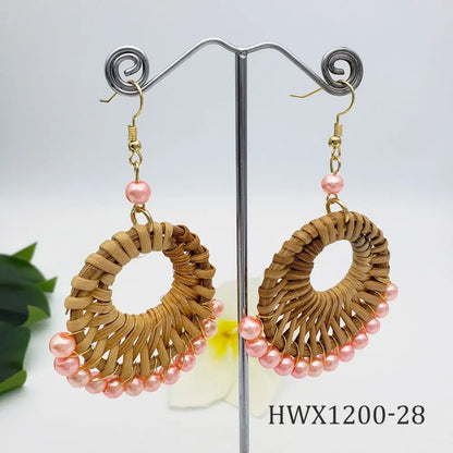 Kiribati Wholesale Hawaiian New Fashion Earrings Jewelry Braided Earrings With Colorful Pearl for Women Gift