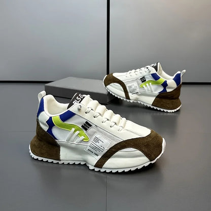 Men's Trendy Chunky Sneakers Suede Mesh Retro Casual Sports Shoes Durable Outsole for Outdoor Enthusiasts
