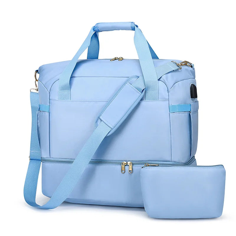 Custom LOGO Travel Luggage Bag With Shoes Compartment Sport Gym Duffel Bag Large Capacity Weekender Travel Handbag