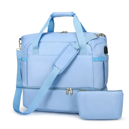 Custom LOGO Travel Luggage Bag With Shoes Compartment Sport Gym Duffel Bag Large Capacity Weekender Travel Handbag