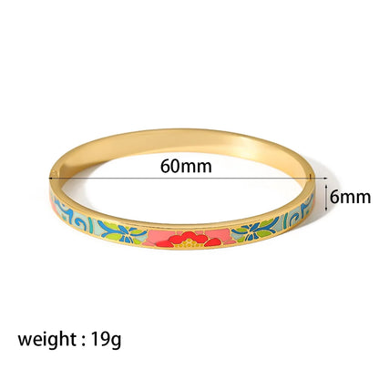 Women's 18K Gold Fashion Bracelet Personalized Dropshipping Gift Painted Enamel on Stainless Steel Bracelets for Women Wholesale