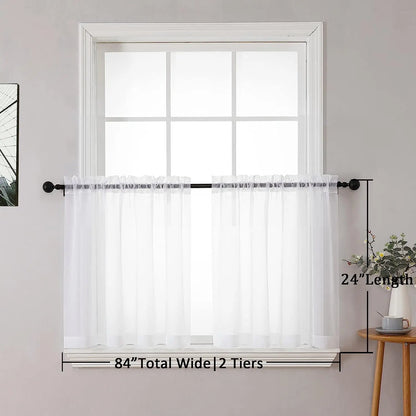 OWENIE Hot Selling New High Quality Window Panel Window Curtain White Sheer Valance for Window Small Short Voile Valance Curtain