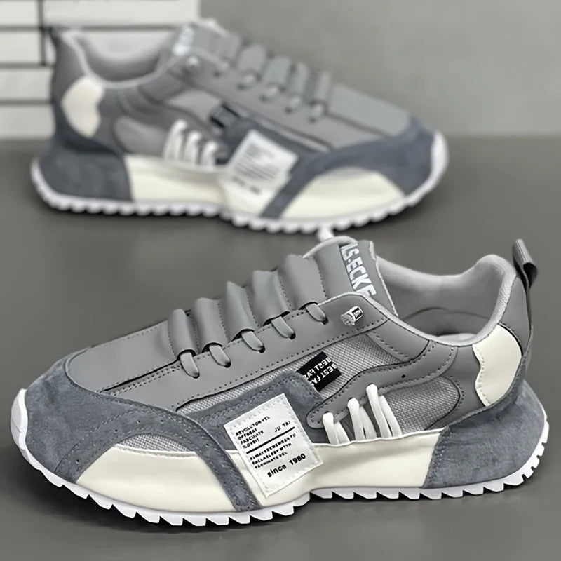 Men's Trendy Chunky Sneakers Suede Mesh Retro Casual Sports Shoes Durable Outsole for Outdoor Enthusiasts