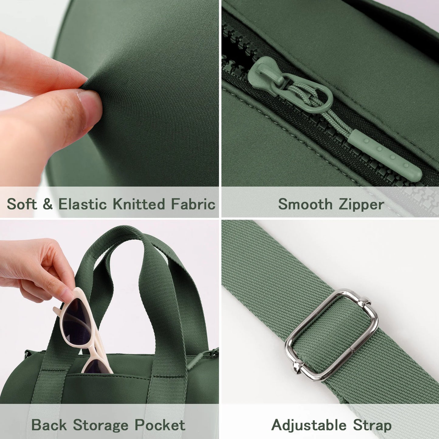 USA Warehouse Small Gym Bag  for Women Mini Duffel Bag for Travel  Workout Crossbody Bags Elastic Fabric Barrel Purse