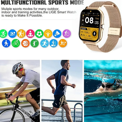 New 180mah Magnetic Charging Full Touch Screen Smartwatch, Wireless Call, Multiple Sport Modes, Music Control, Fashion Sports