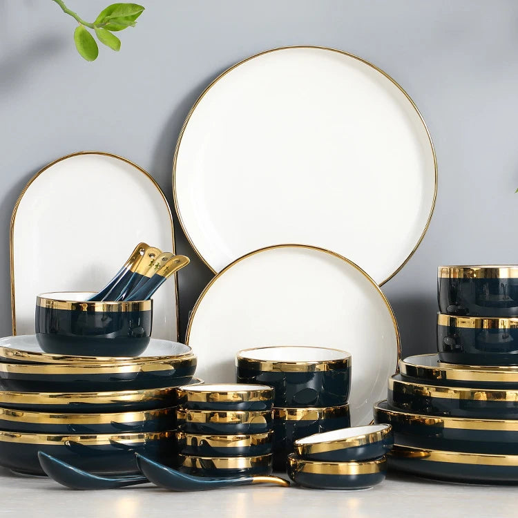Home Premium Good Rim Ceramic Plates Sets Dinnerware Plate Dish